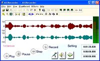All Recorder kann Musik von allen Klangquellen Ihres Computers aufnehmen: Mikrophon, Line-In, auch streaming Audio aus dem Internet (Internet Radio), oder von Winamp, Windows Media Player, Quick Time, Real Player, Flash, Spielen usw.