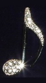 Achtelnoten Anh�nger mit Kristallsteinen und Halskette, Schmuckst�ck, Modeschmuck