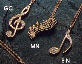 Anhänger mit Kristallsteinen und Halskette, Violinschlüssel, Miniatur-Noten, Achtelnote, Schmuckstück, Modeschmuck