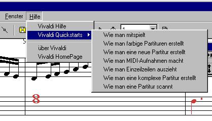 Menue_Hilfe_Quickstart Menue Screenshot Vivaldistudio Musiksoftware