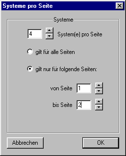 Einstellung: Systeme pro Seite bei Vivaldi Begleiter (PlayAlong), Vivaldi Plus und Vivaldi Gold