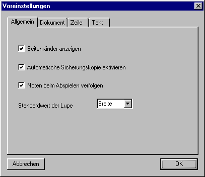 Voreinstellungen  VivaldiStudio Notendruck-Software (Begleiter (PlayAlong - Plus Gold) 