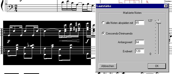 Automatisches Crescendo beim Abspielen 