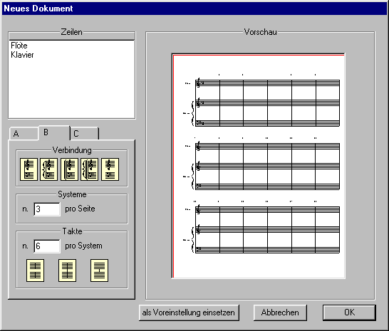 Eine neue Partitur erstellen mit den VivaldiStudio Notendruckprogrammen