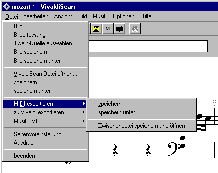 Vivaldistudio Musiksoftware zum Einscannen und digitalisieren von Noten