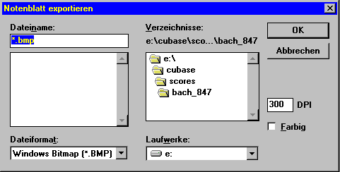 Notenblatt exportieren