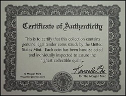 Zertifikat der Elvis Münzen