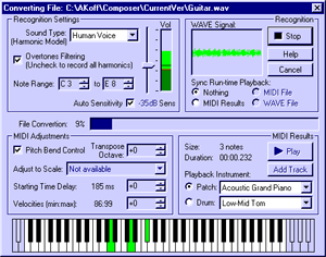 Akoff - Wave to MIDI conversion Audio2MIDI