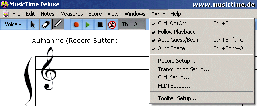 Musik mit dem Keyboard aufnehmen und die Noten automatisch anzeigen