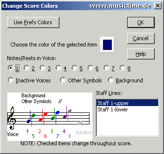 Farben für die Noten aller Stimmern der Partitur einstellen