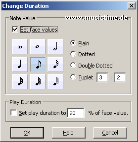 MusicTime  Change Duration / Notendauer / Notenlänge ändern