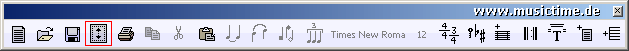 Das Dialogfeld Noten drucken erreichen Sie auch über die Toolbar (Werkzeugleiste)