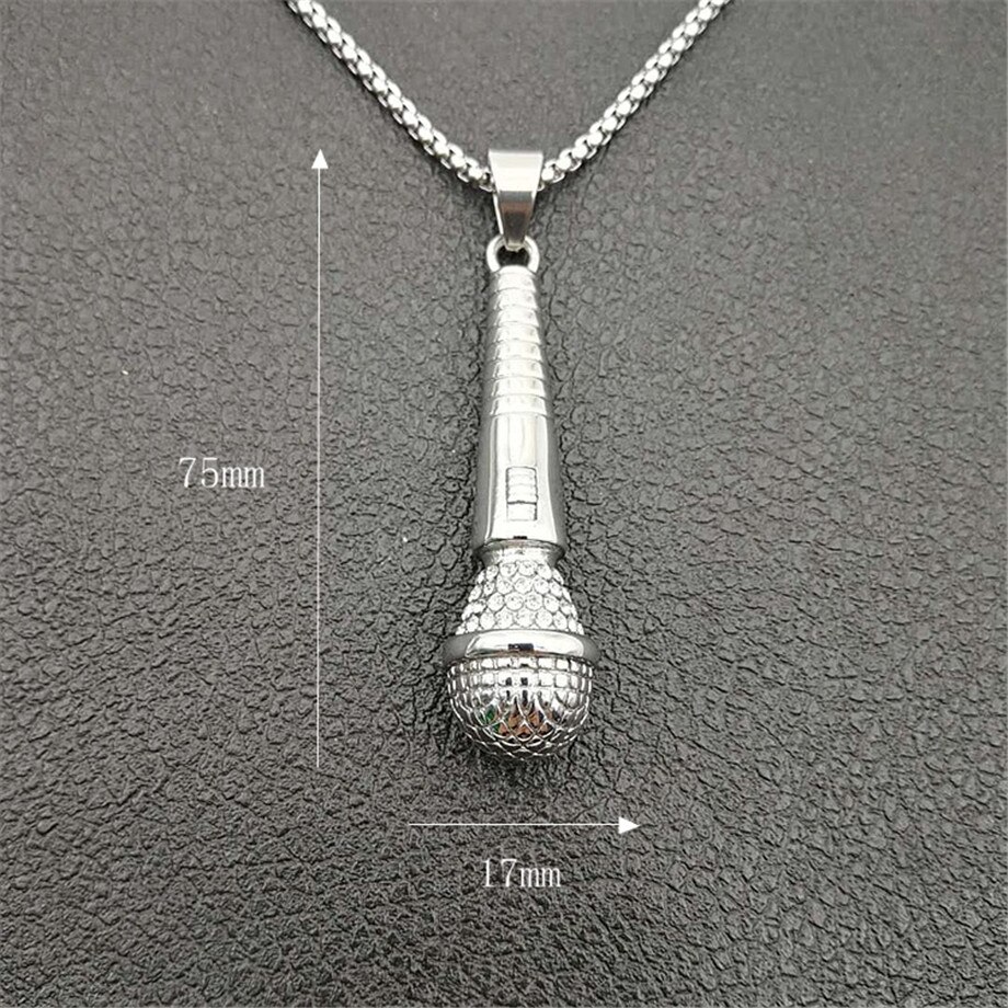 Mikrophon Anhänger mit Kristallsteinen - Image 3