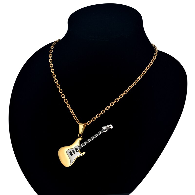 Anhänger Gitarre silber gold inkl. Halskette - Image 3