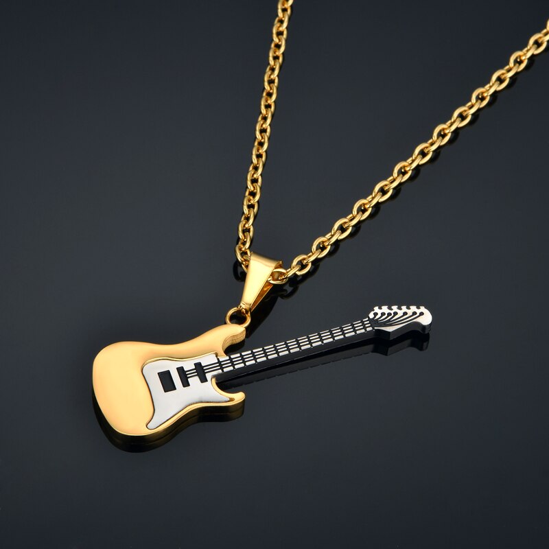 Anhänger Gitarre silber gold inkl. Halskette - Image 4