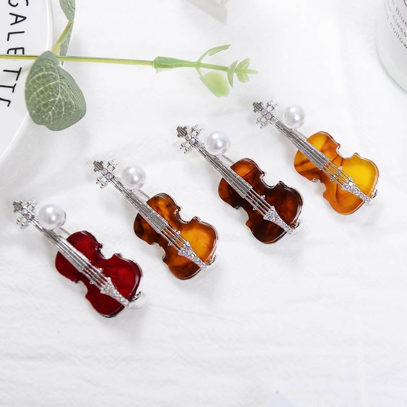 Broschen Violine mit Perle