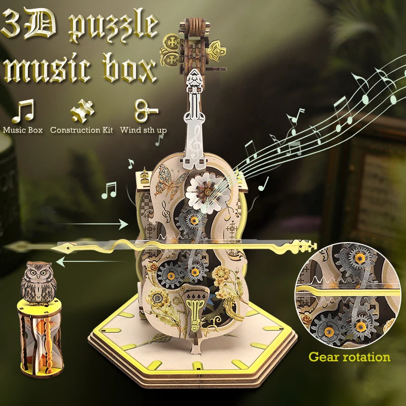 Holzpuzzle Streichinstrument Spieluhr