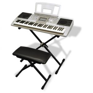 Keyboard Set: Auna Piano USB MIDI 61 Tasten + Stuhl + Ständer
