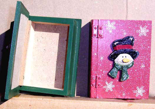 Weihnachtsdekoration Holz-Buchbox mit Schneemann
