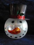 Teelichthalter " Schneemann mit schwarzem Hut"