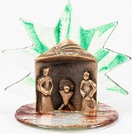 Blockkrippe - Bronze & Glas-Stern